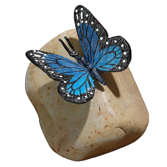 Design Toscano 6&#x22; Papilio Ulysses Butterfly on Rock Statue